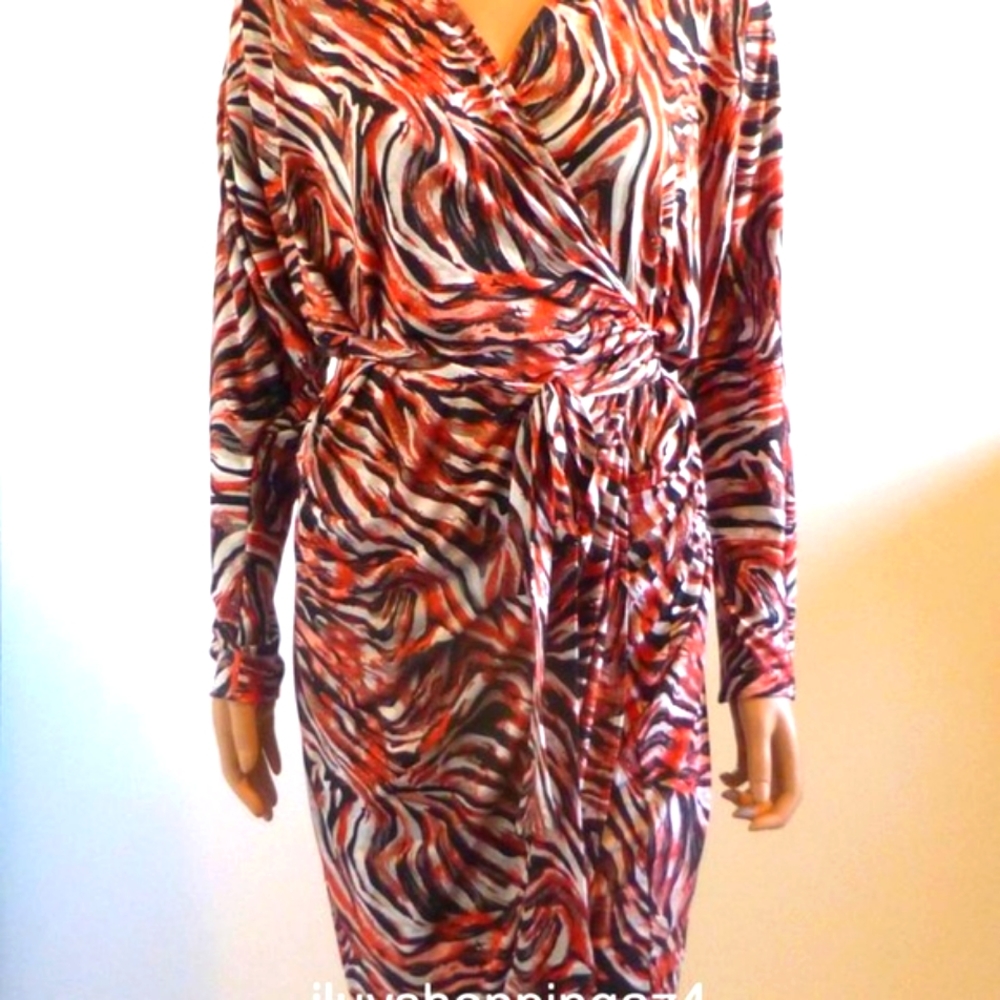 Wrap dress with dolman sleeves, 6